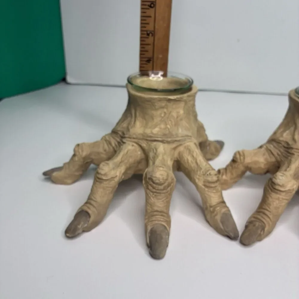 2 Halloween Witch Corpse Zombie Monster Hands Candle Holders Vtg 90’s